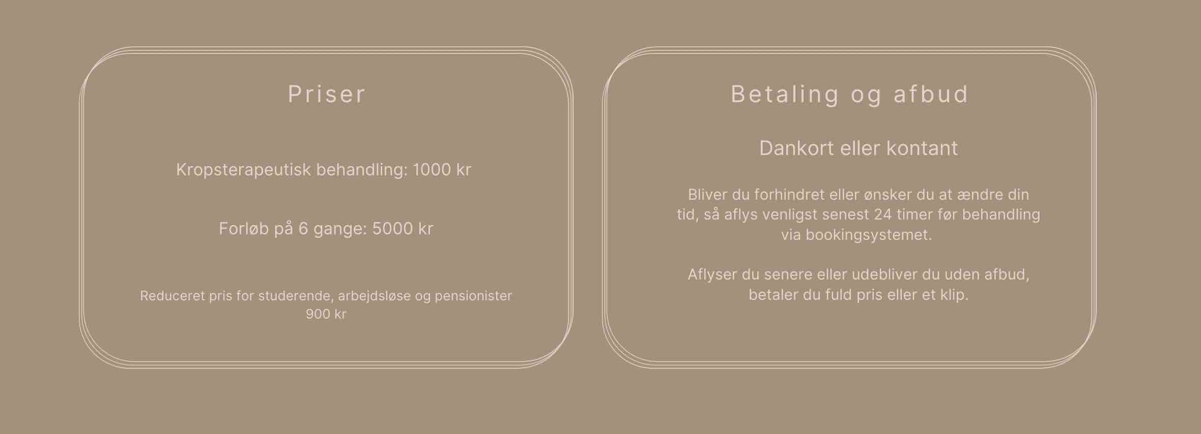 betaling og afbud
